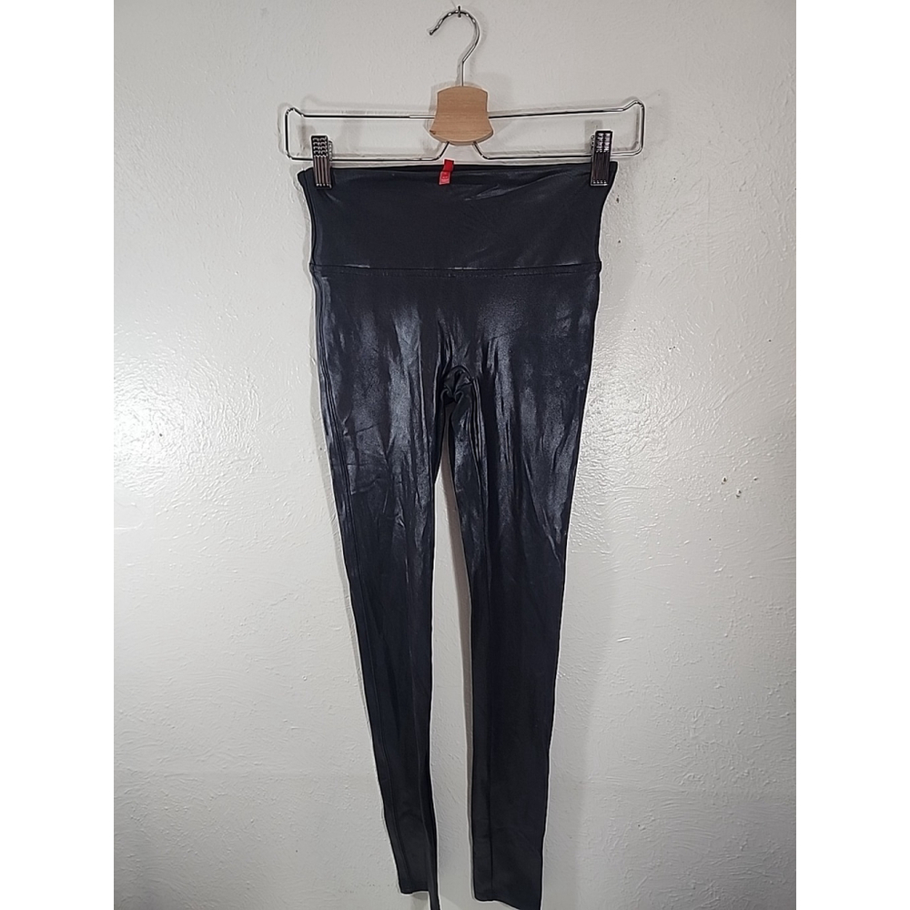 Spanx Black Faux Leather Leggings Size Small